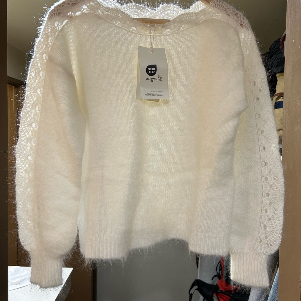 Sézane Cream Crew Neck Sweater